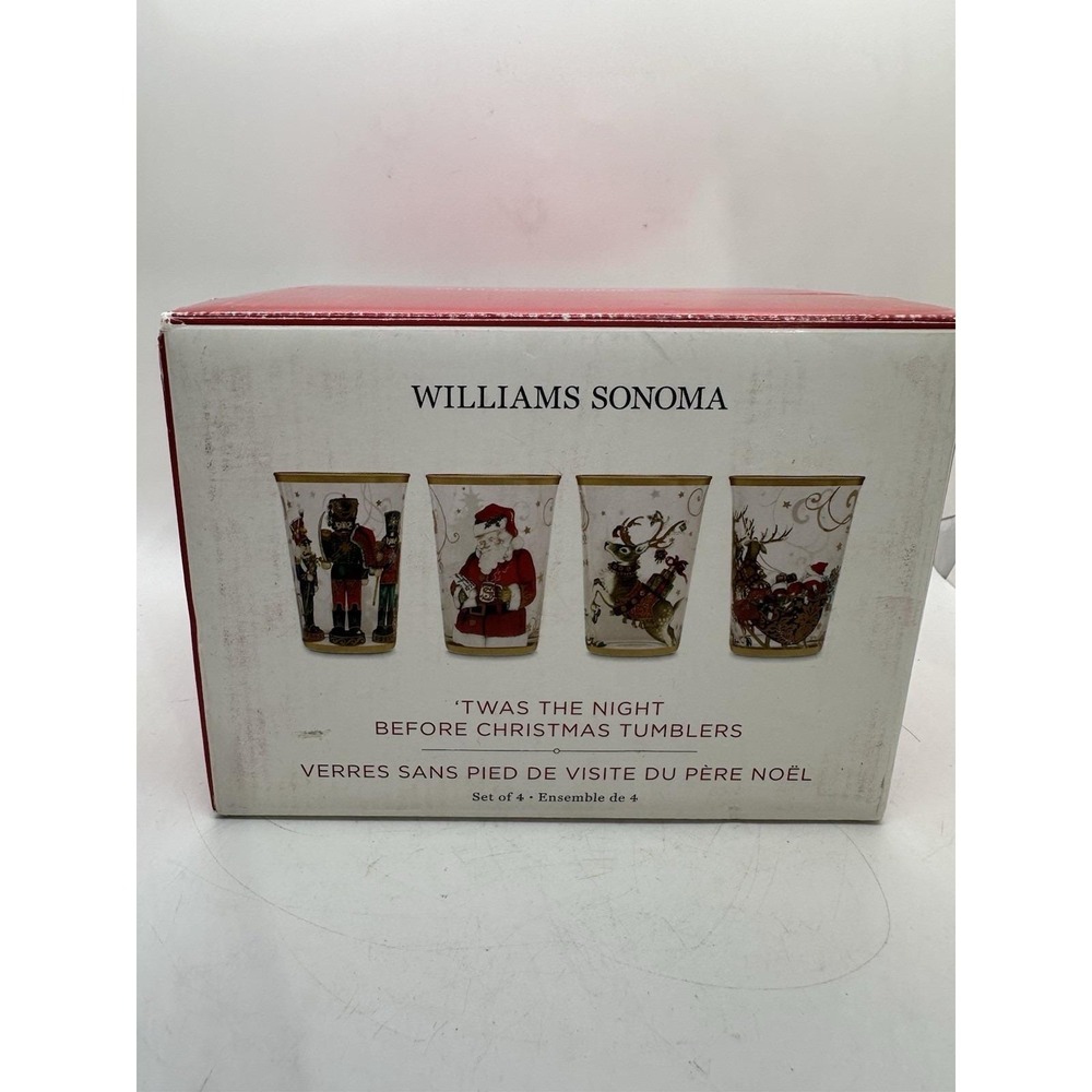 Williams Sonoma Twas The Night Before Christmas Tumblers Set‎ of 4 Box